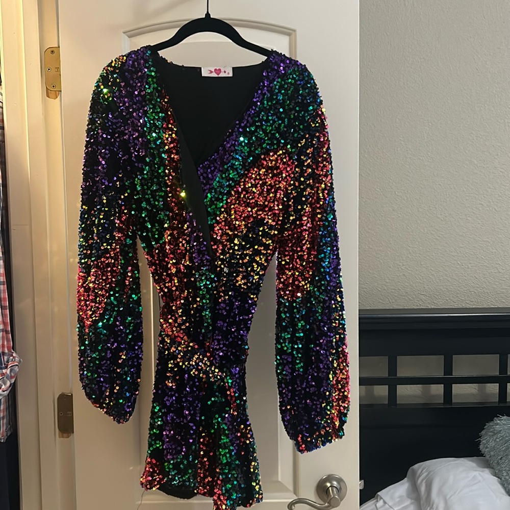 All Sequin wrap mini dress!